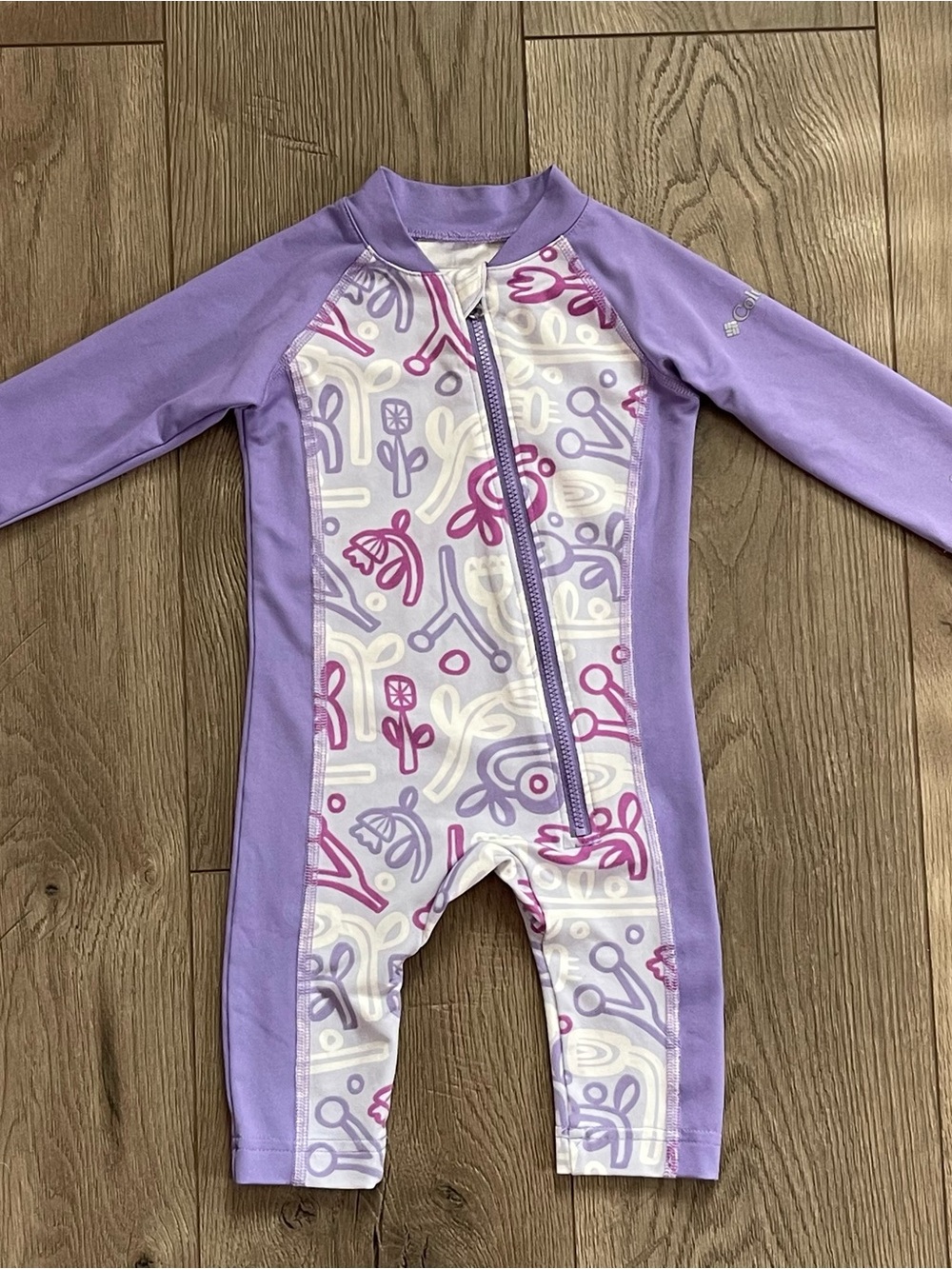 Columbia Sandy Shores II Paisley Purple 3-6m Baby UPF 50 Sunsuit Swimsuit
